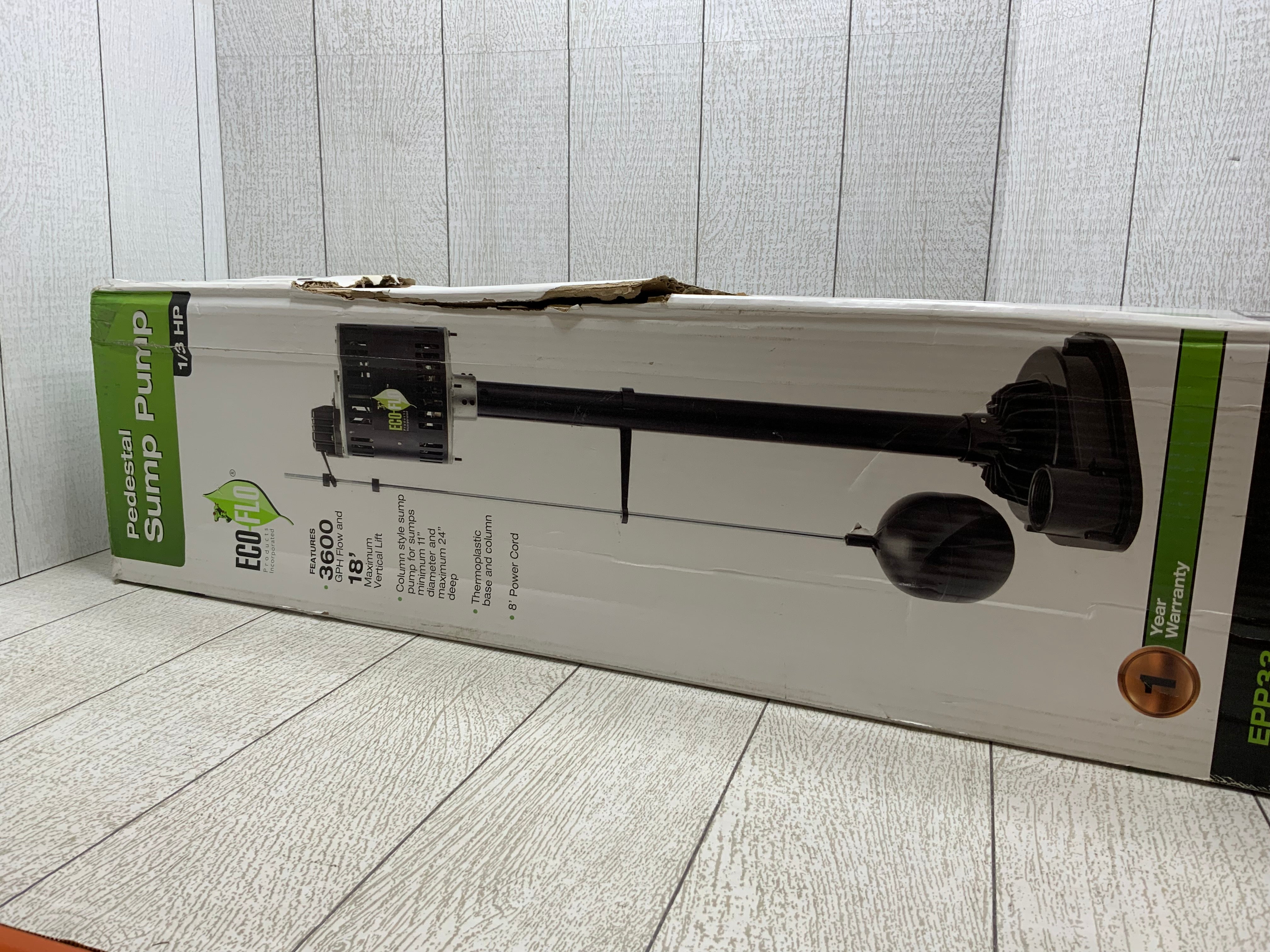 ECO-FLO Products Pedestal Sump Pump with Vertical Float Switch, 1/3 HP, 3600 GPH (8025552027886)